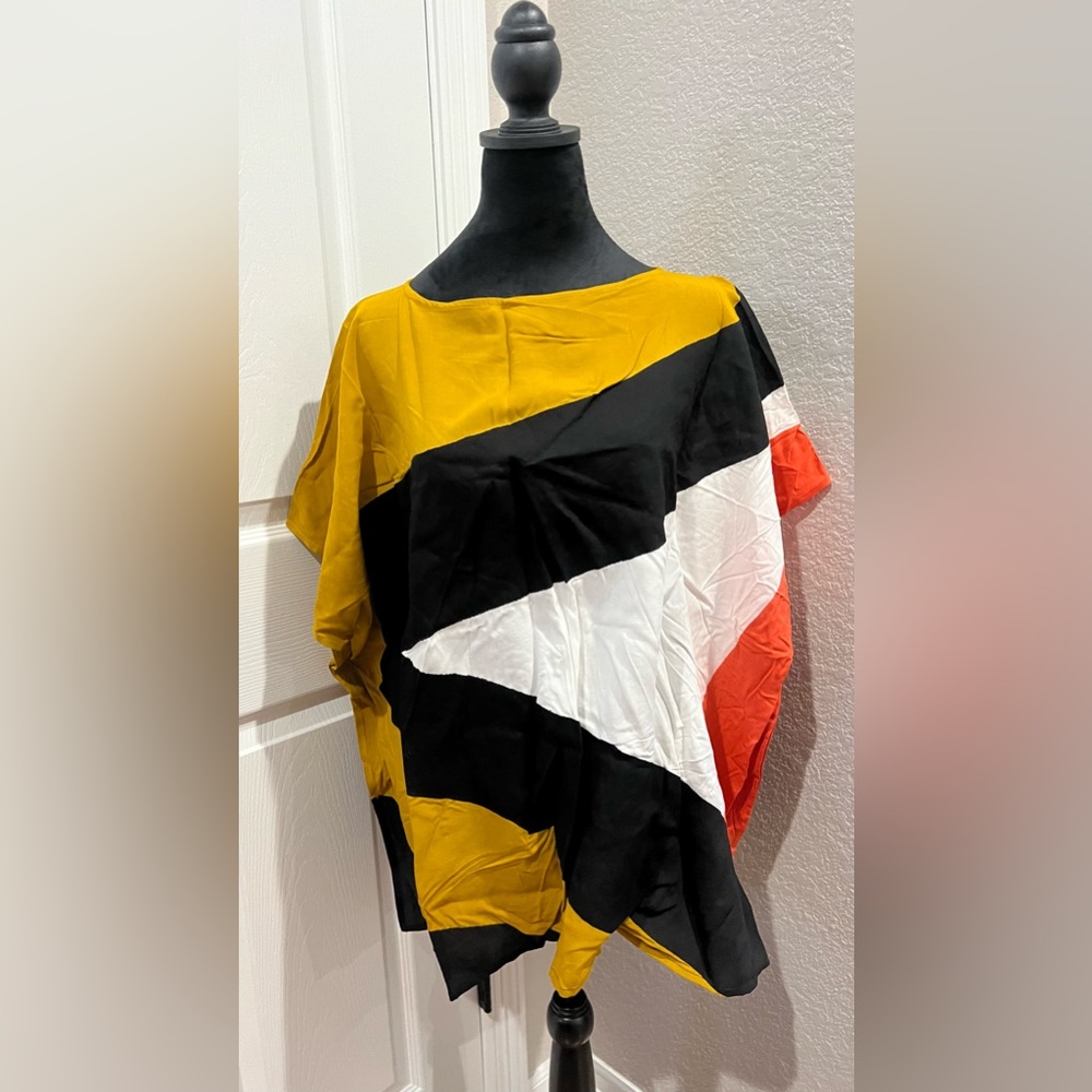 SYLCA Hand Painted Art-to-Wear SAHARA DESERT MUSTARD BLOUSE SIZE O/S
